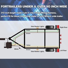 26FT Trailer Wiring Harness Kit 4 Pin 5 Wire Trailer Wiring Harness Boat