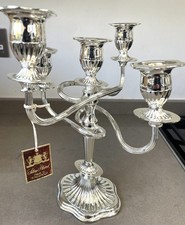 RareNew in Box VINTAGE SILVER PLATE Weighted 5 Branch Candelabra Made In England