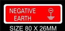 Negative Earth Decal Sticker red for vehicles, classic car 4 x 4  80 x 26mm