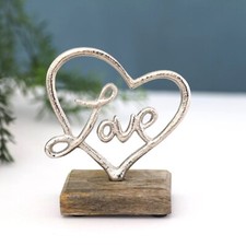 11.5cm Silver Heart with Love