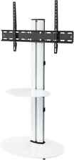 MAHARA Swivel Column TV Stand-for 32 to 55 inch TVs-floor stand with oval white