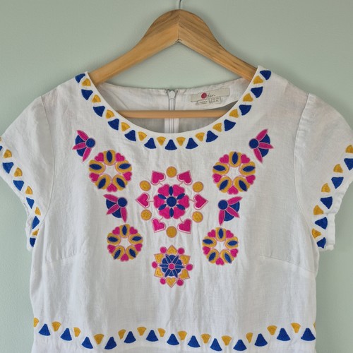 Boden white embroidered dress - embroidered,