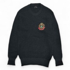 Yohji Yamamoto Pour Homme Black Wool Sweater Embroidered Crest Badge Japan