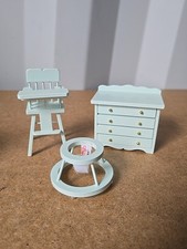 Dolls House Wooden Nursery Furniture Cot Crib Walker Cheater Draws