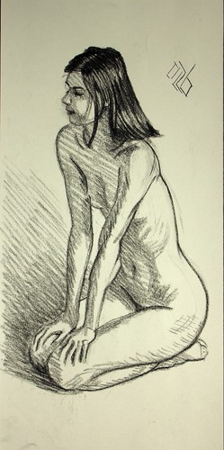 Original female charcoal - original, on