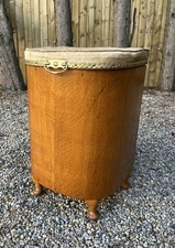 Vintage Mid Century Laundry Linen Basket Bin Wooden Retro