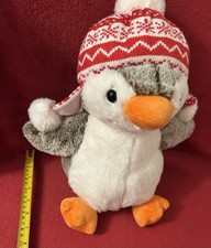 Cuddly Penguin Wearing Christmas Hat Soft Toy Plush Stuffed Animal