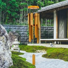 Bamboo Wind Chime Tube Chimes 30" Classic Zen Wooden Windchime Home Garden Decor