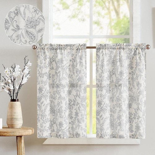 Grey floral linen blend - grey,