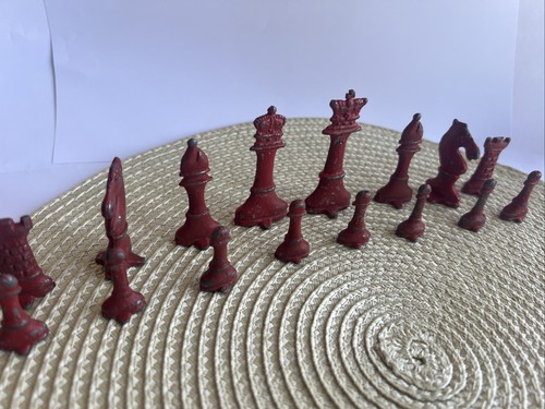Vintage lead chess set made - vintage,