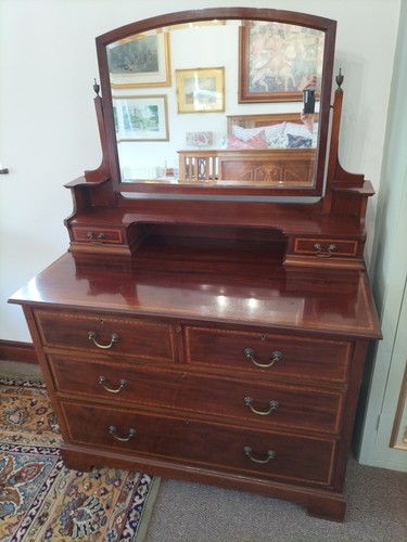 Antique inlaid chest draws - chest,