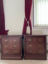Vintage Wooden Bedside Drawers Chest Of Drawers Three Drawer Set Gold Handles