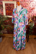 Vintage Original 70er Hippie Maxi Dress Long Purple Green Colourful Pattern Boho