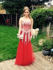 Tiffany illusion red prom dress