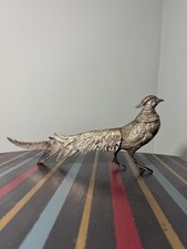 Vintage Metal Pheasant Sculpture Figurine – 12” Long