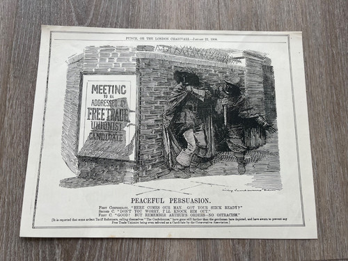 1908 political cartoon print - ,