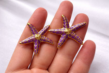 Purple Starfish Earrings 30mm