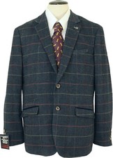 CAVANI MENS 42R BLUE BOX CHECK