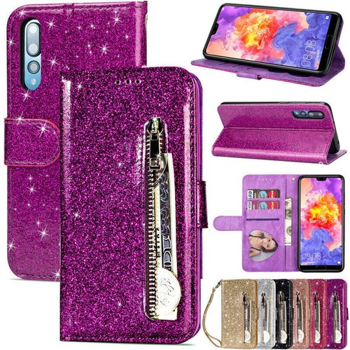 Glitter leather flip - case, for