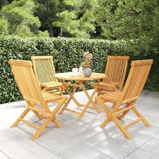 Itzcominghome 5 Garden Dining Set Solid Wood Octagon Table Chairs Patio Foldable