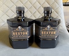 The SEXTON Black Glass Whiskey Bottles x2 (EMPTY) 