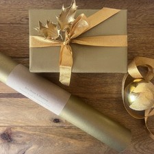 Gold Wrapping Paper Christmas KRAFT Gift Wrap Natural Eco Friendly Sheet Roll