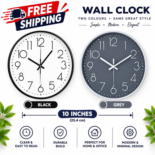 Inch round wall clock - 10,