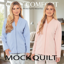 ladies bed jacket ZIP up tradional MOCK QUILT short dressing gowns PYJAMAS tops