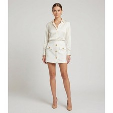 Zara White Textured Skort Gold
