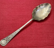 Vintage F.W.S 21cm Ornate Nickel Silver Berry Serving Spoon