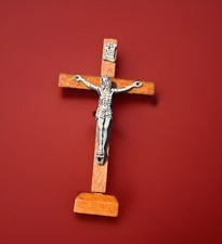 Wooden Catholic Jesus Cross with Stand Religious Christian Church Crucifix Gift