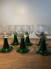 6 Unused Luminarc Green Beehive Stem wine Glasses 11.25cm H Easy 100ml Capacity