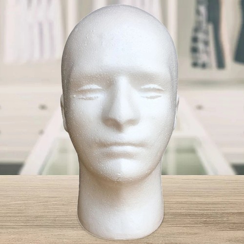 White styrofoam head male - styrofoam,