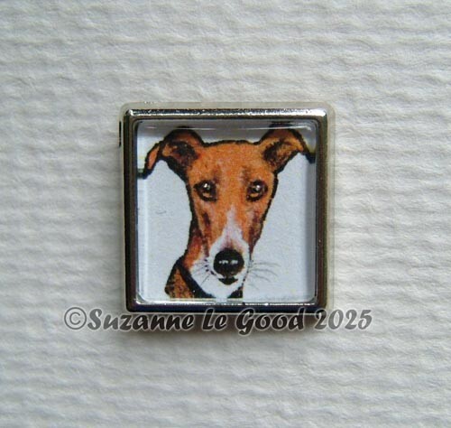 Greyhound dog art lapel pin
