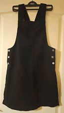 NEW LOOK - MINI SHORT CORD PINAFORE DUNGAREE DRESS - SIZE 8  - BLACK