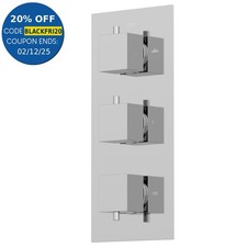 Thermostatic Square Control Concealed Shower Valve Triple Outlet Chrome Finish
