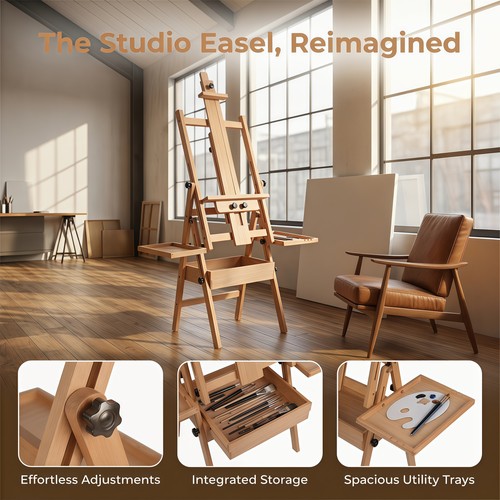 Tripod art easel - easel, wooden