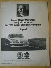 SUPER GERRY MARSHALL SUPER SALOON CHAMPION 1975 ADVERT APPROX A4 SIZE FILE Q 