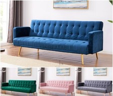 Velvet Sofa Bed Grey Pink Blue