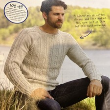 Cable Guy Raglan Sleeved Men’s Sweater/Jumper Knitting Pattern DK 