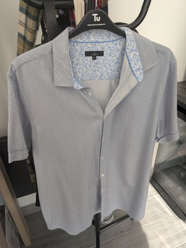 Blue stripped short - , sleeve
