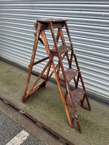 Vintage wooden steps 4 tred - vintage,