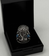 Silver and Turquoise Thimble