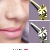 Nose Stud Diamond Cut Sparkle Gold Plated Sterling Silver Heart Body Piercing