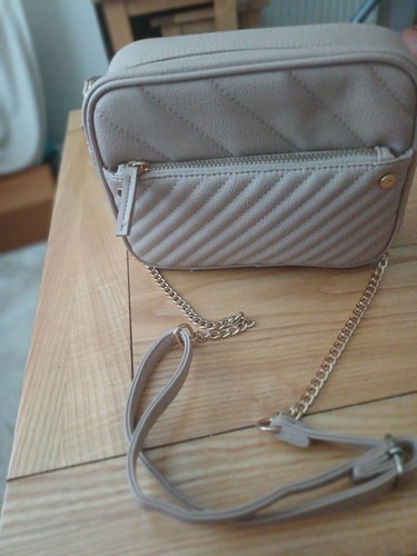 Beige faux leather crossbpdy - beige,