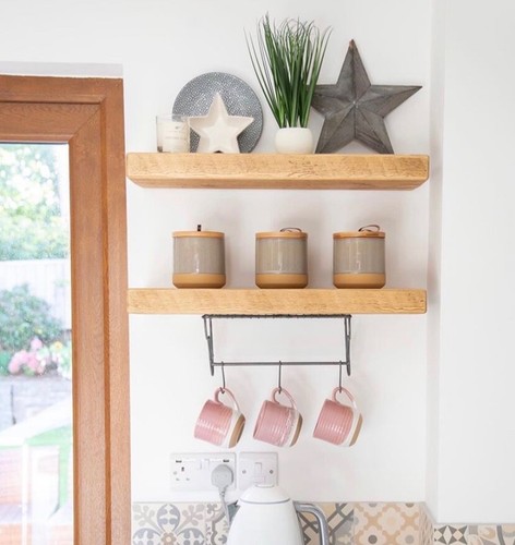 Rustic pine floating shelf - rustic,