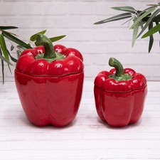 Red Pepper Ceramic Storage Jar