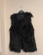 Black Faux Fur Gilet Size S