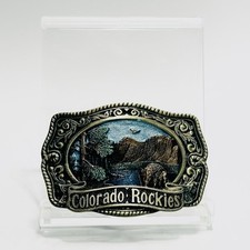 Colorado Rockies Vintage Metal & Enamel Belt Buckle Rockabilly
