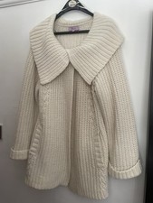 Monsoon Chunky Knit Oversized Cream Cardigan Large Lambswool